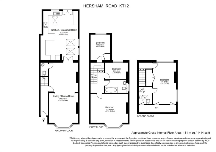 4 Bedrooms Semi-detached house for sale in Hersham Road, Walton On Thames, Surrey KT12