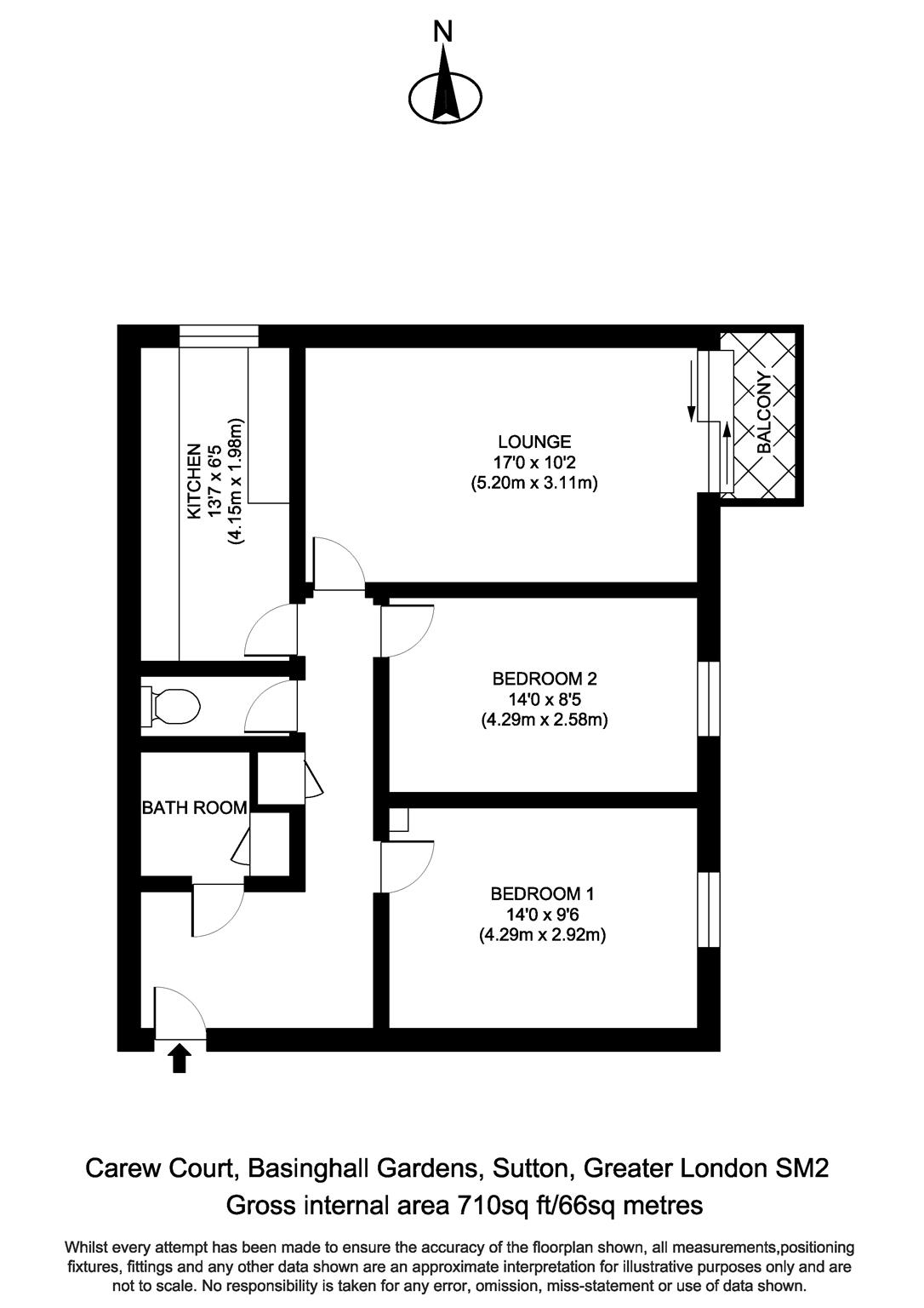 Basinghall Gardens, Sutton, Surrey SM2, 2 bedroom flat for sale