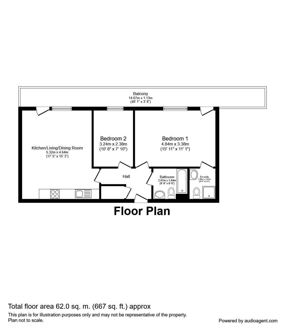 2 Bedrooms Flat to rent in Elmira Way, Salford M5