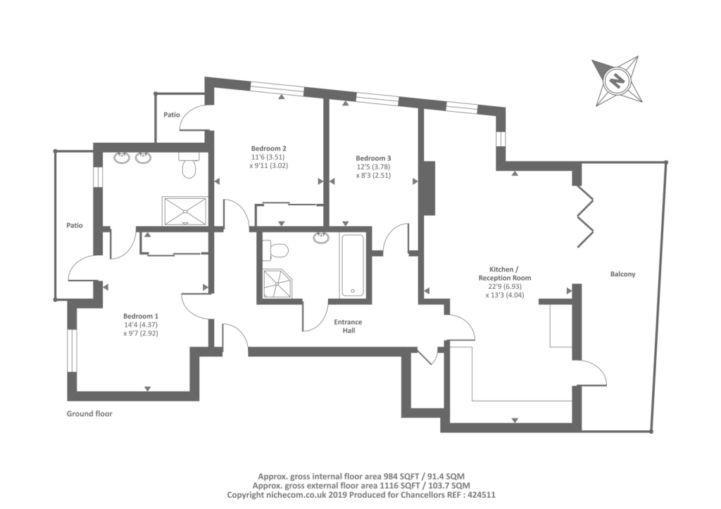3 Bedrooms Flat to rent in Newlands, Tenterden Grove NW4