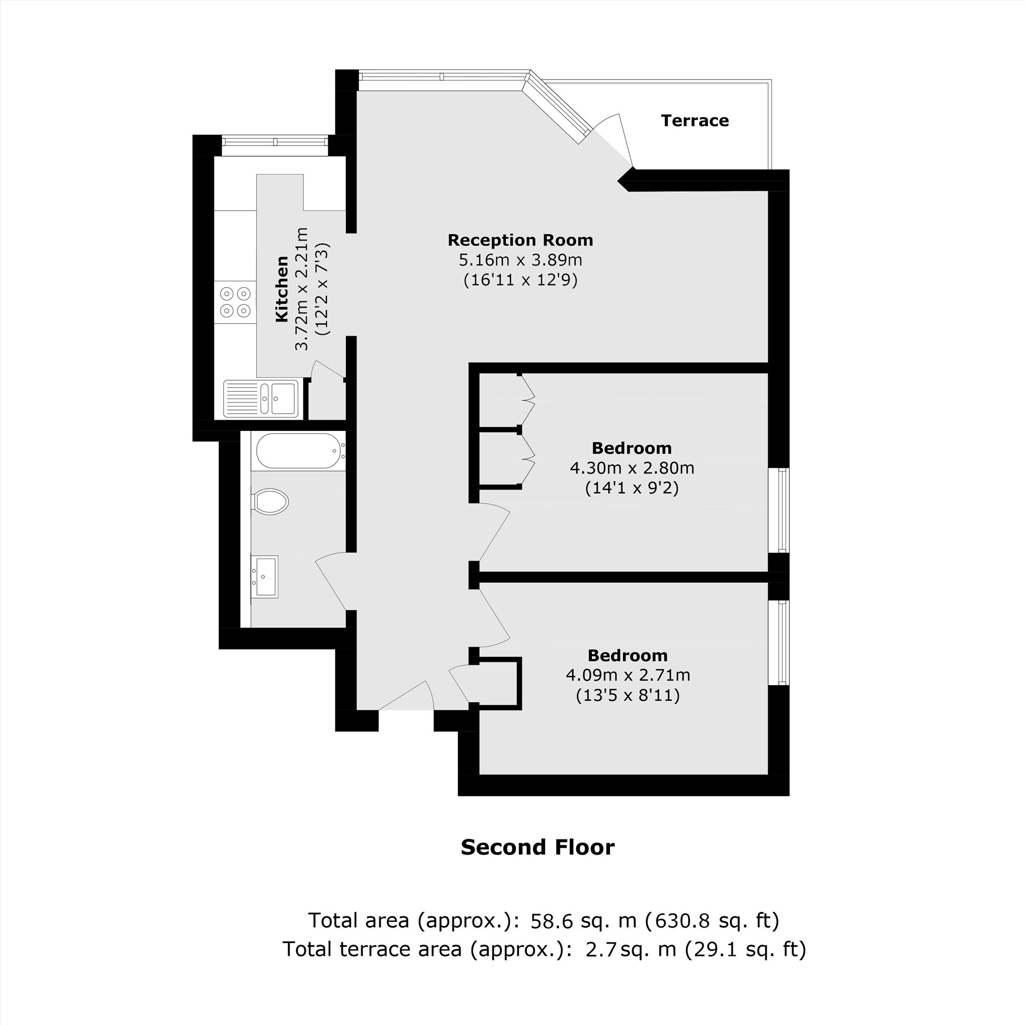 Flat 2, King Charles House, Wandon Road, London floorplan