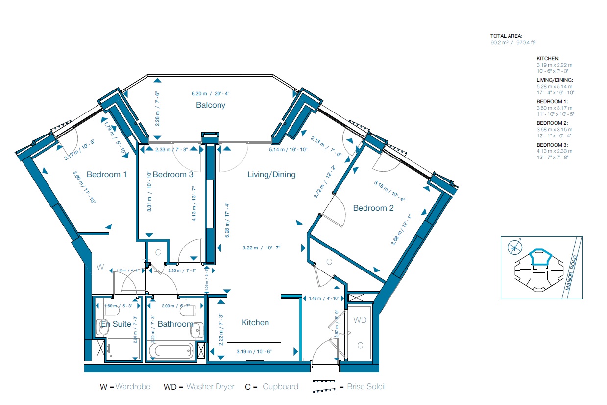 Cerulean Quarter, A.18.03, Manor Road, London floorplan