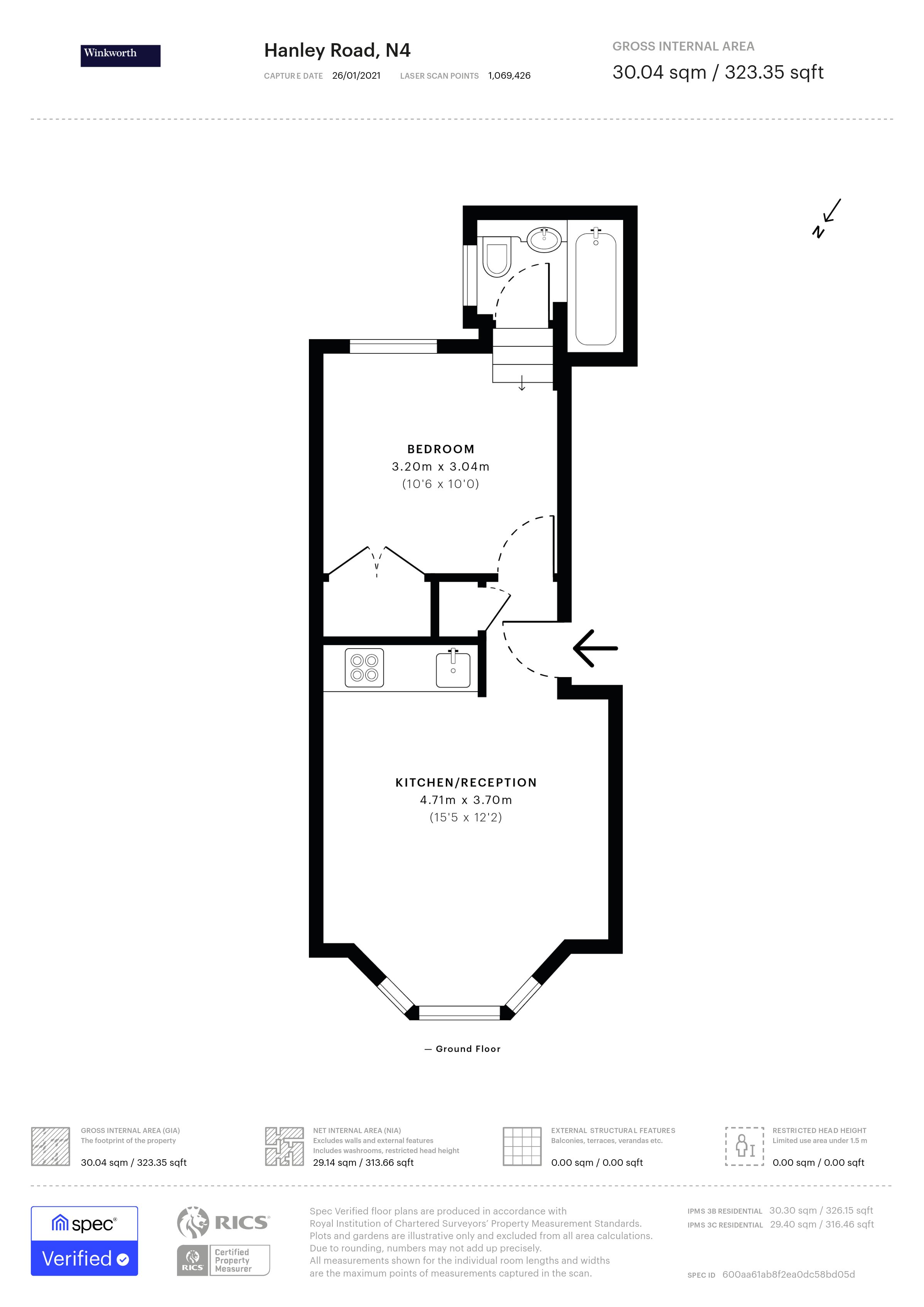 64A, Hanley Road, London floorplan