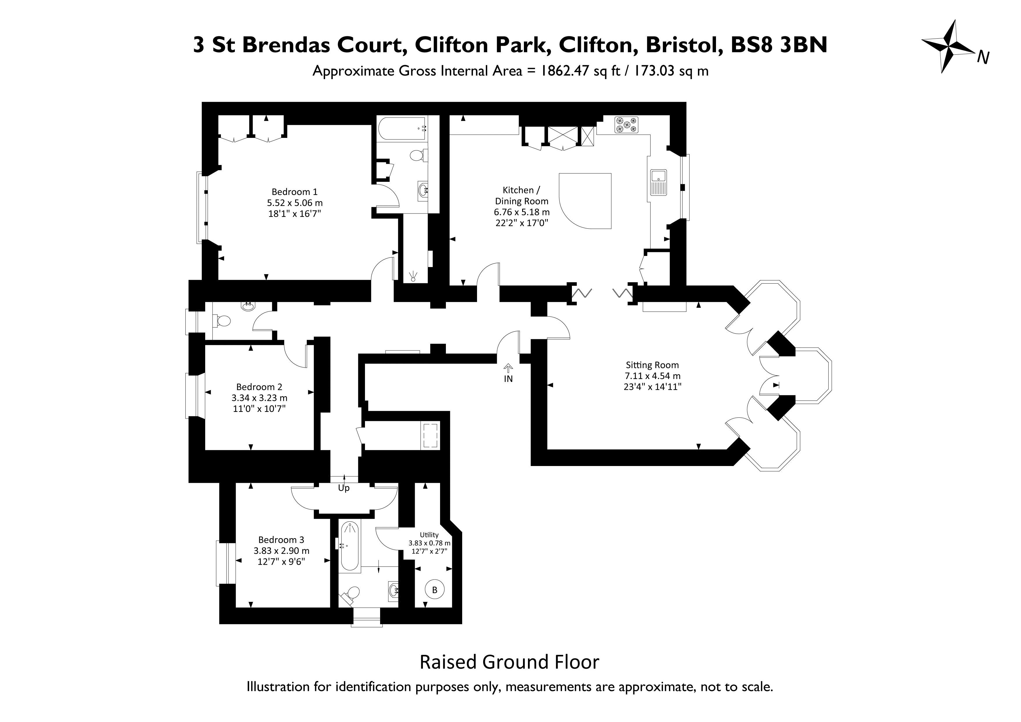Hall Floor Flat, Flat 3 St Brendas Court, Clifton Park, Bristol floorplan