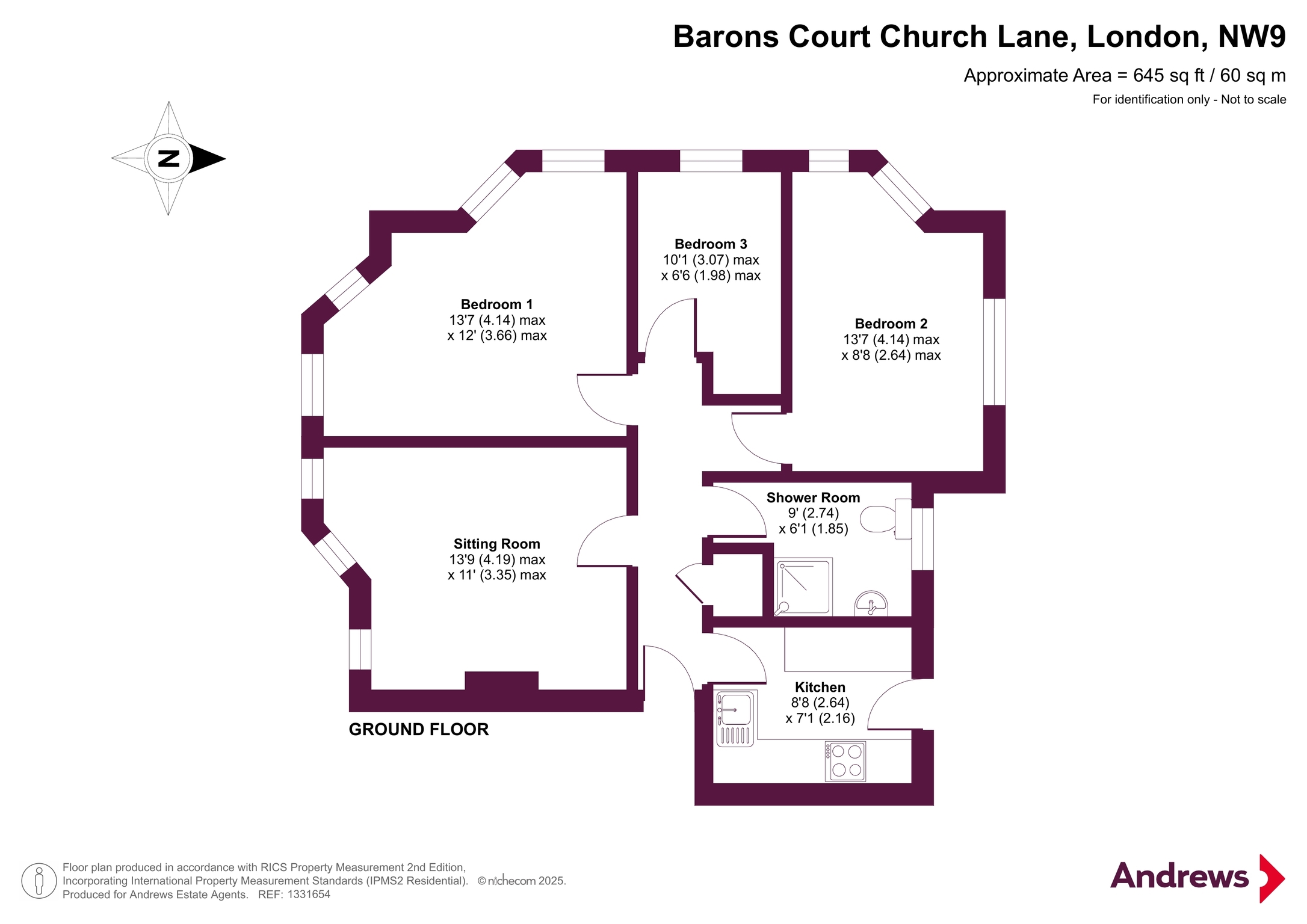Flat 1, Barons Court,, Church Lane, London floorplan