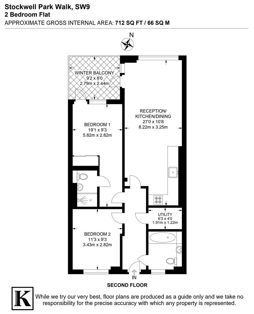 Flat 15, 8, Stockwell Park Walk, London floorplan