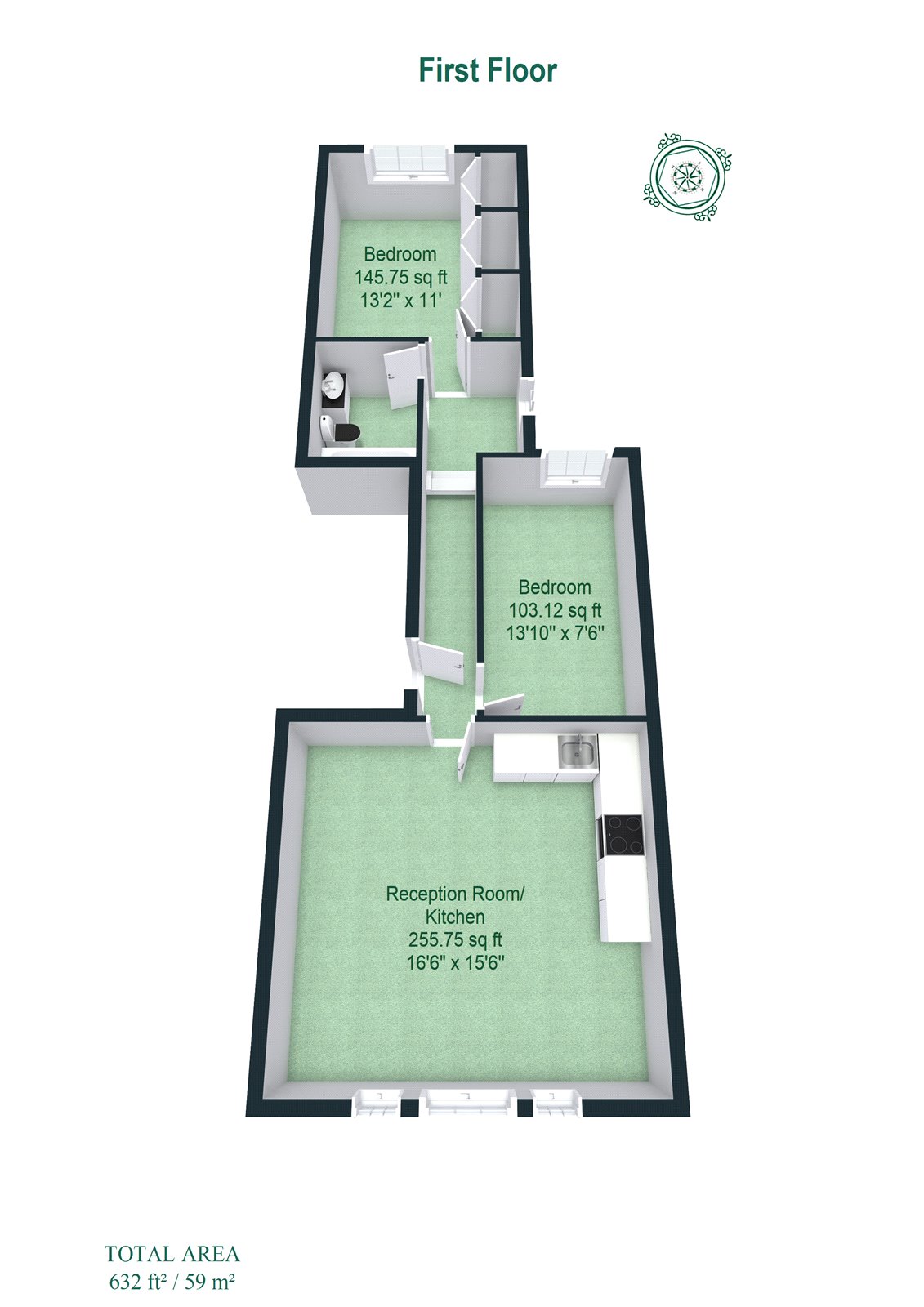 Flat 2, First Floor, 33, Turnpike Lane, London floorplan