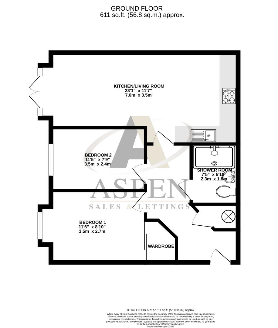 Flat 5, Hooper House 3-5, Ashford Crescent, Ashford floorplan