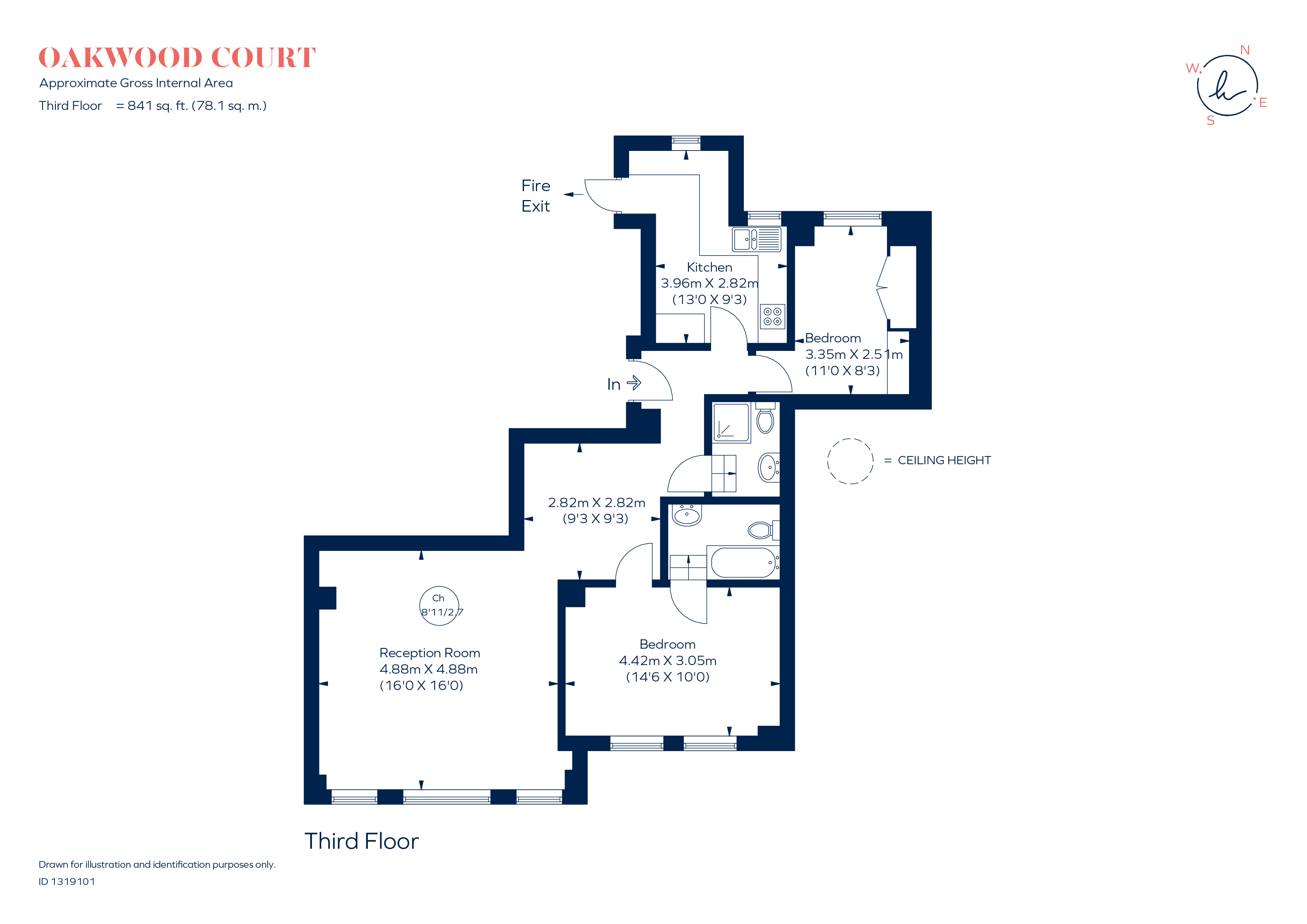 46, Oakwood Court, LONDON floorplan