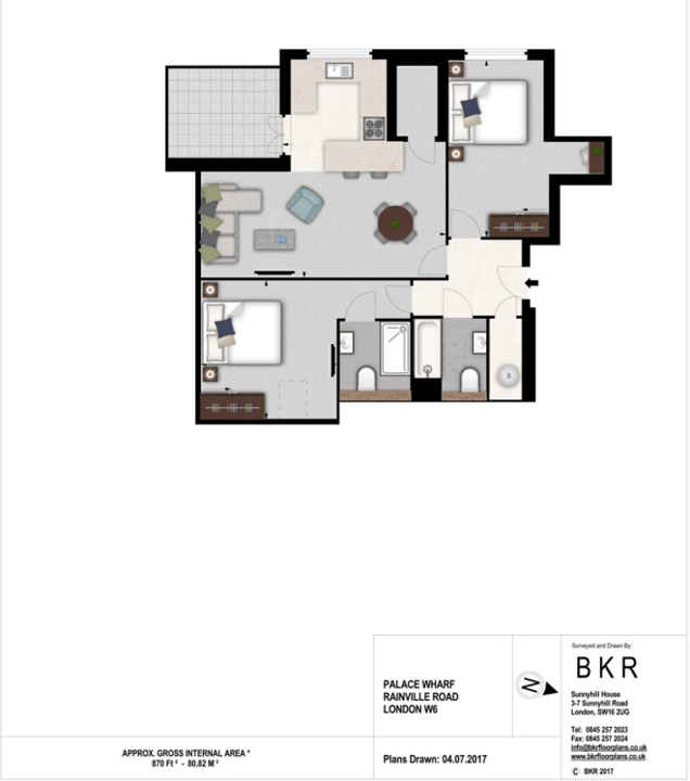 Cambridge Penthouse,, Palace Wharf, London floorplan
