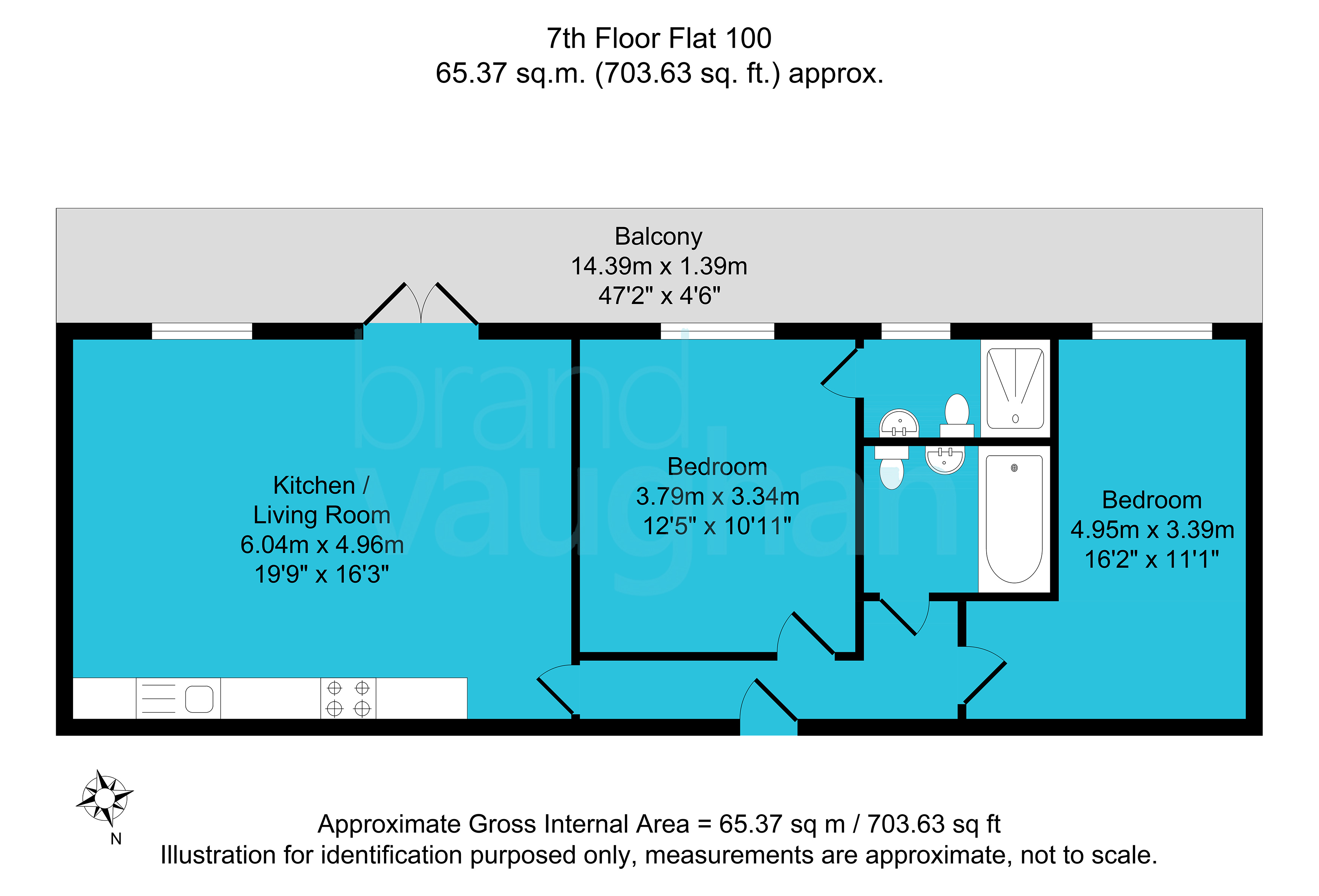 Flat 100 Palmer House, 110-111, Davigdor Road, Hove floorplan