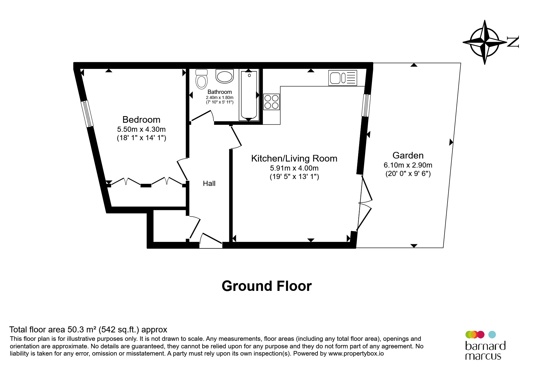 Flat 1, 328, Dukes Mews, London floorplan