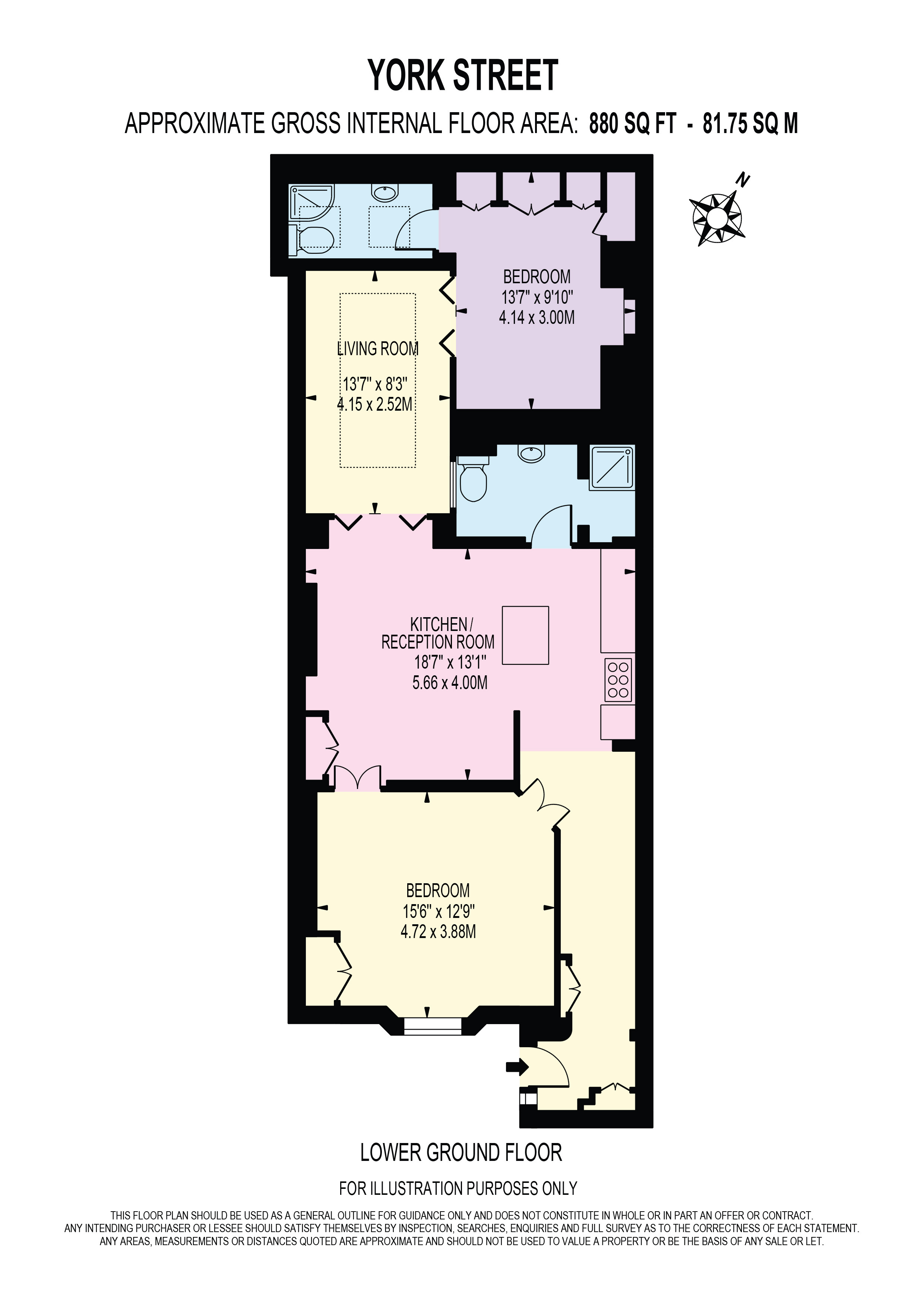 Basement Flat, 40, York Street, London floorplan