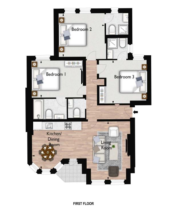 3 Bedrooms Flat to rent in Hamlet Gardens, London W6