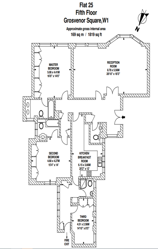 Flat 25, 25 Grosvenor Square, 37 Grosvenor Square, London floorplan
