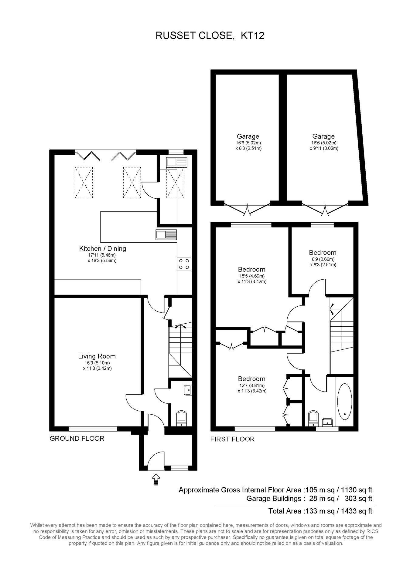 20, Russet Close, Hersham floorplan