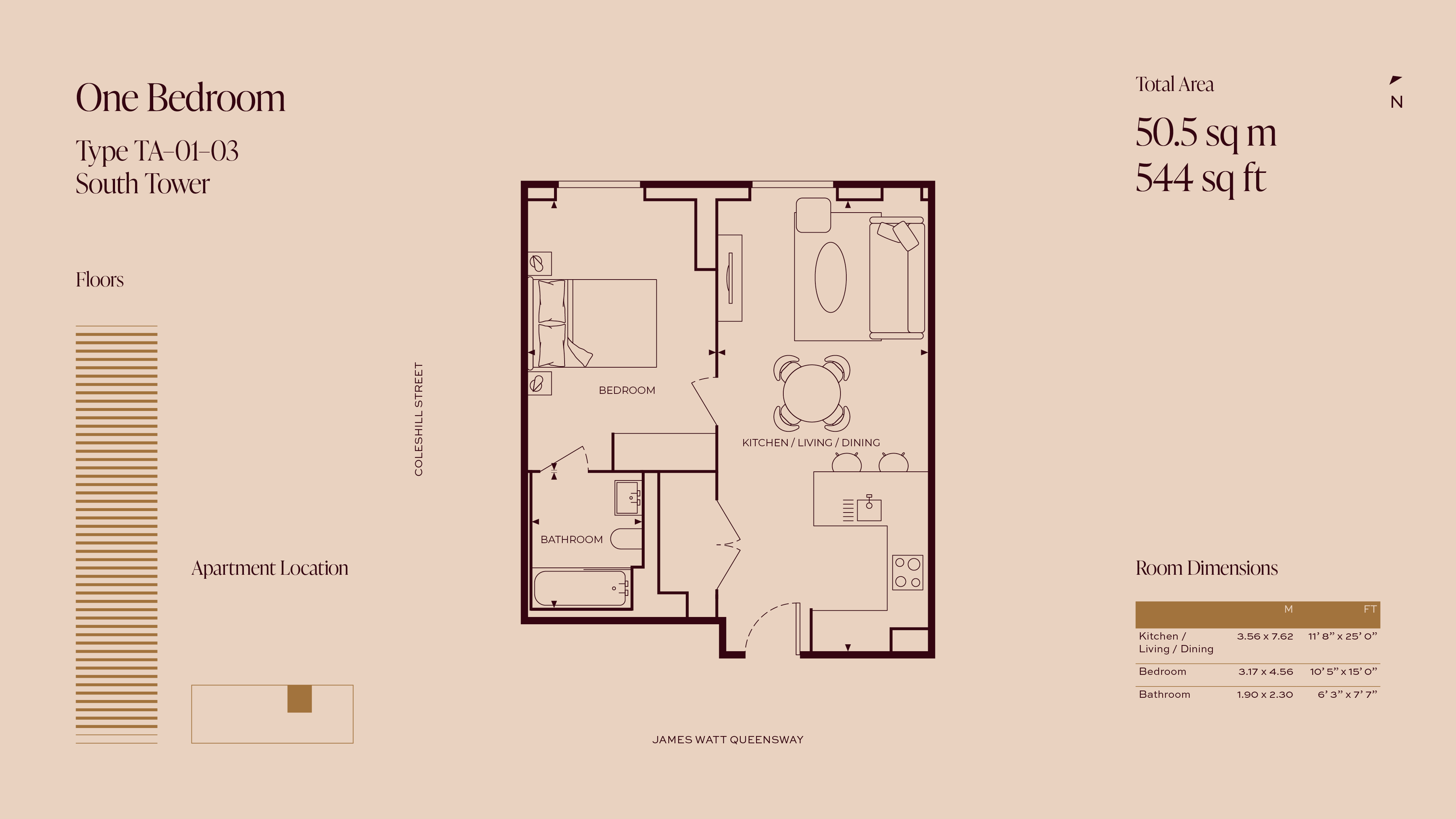 Apartment 2203, Tower A, One Eastside, 1 James Watt Queensway, Birmingham floorplan