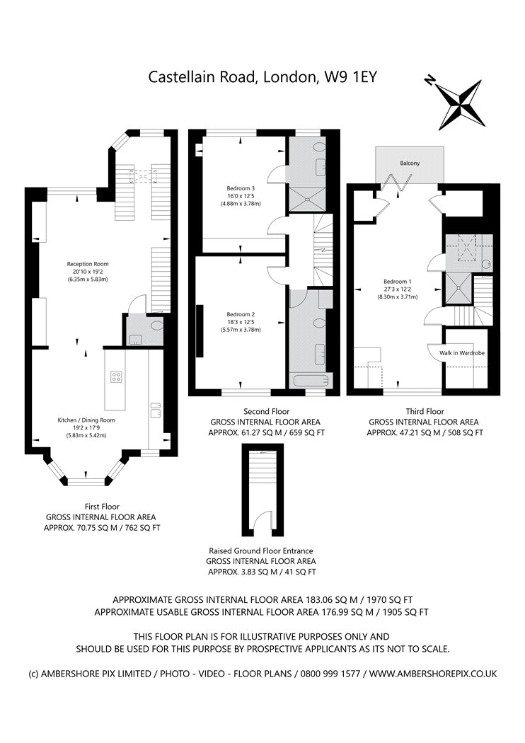 Upper Floor Triplex, 9, Castellain Road, London floorplan