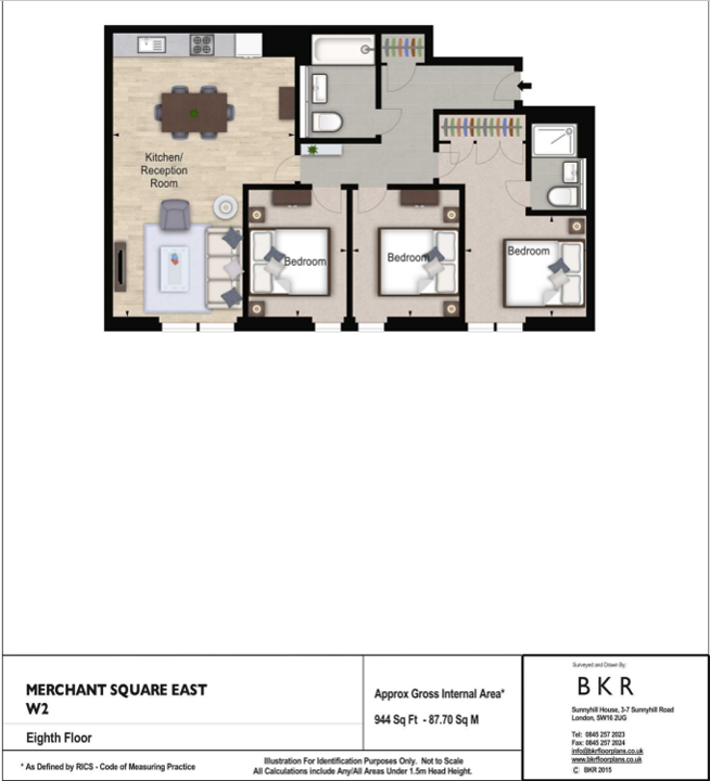 Apartment 809, 4, Merchant Square East, London floorplan