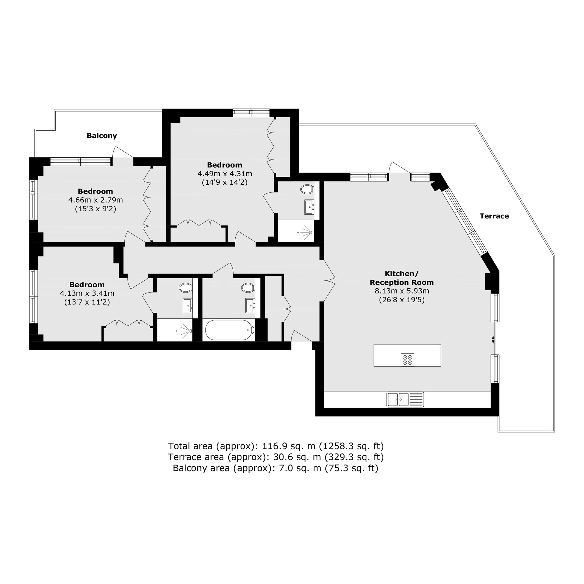 Flat 1102  Valegro House, 114, Norman Road, LONDON floorplan