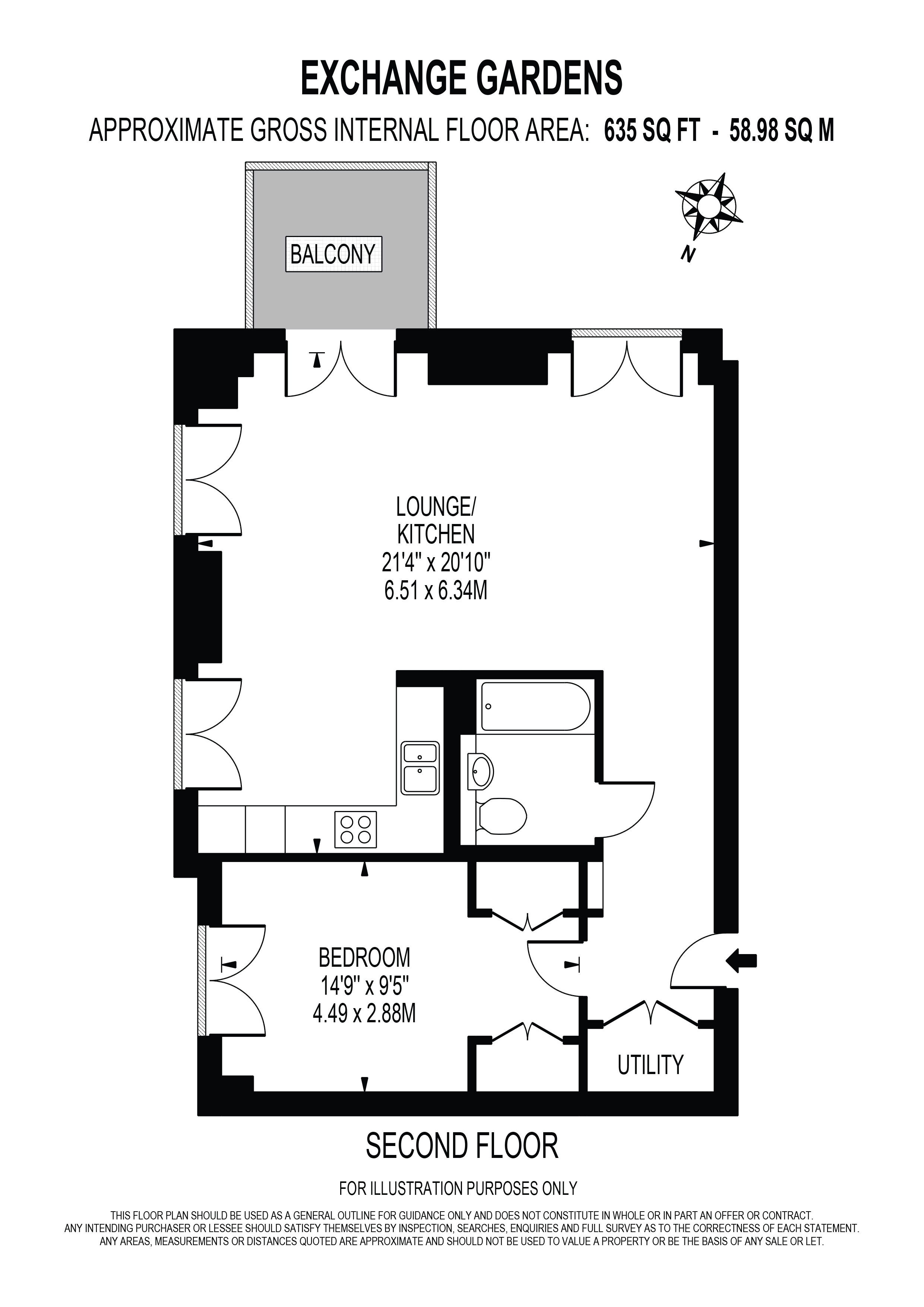 Flat 13 (Keybridge Tower) 2, Exchange Gardens, London floorplan