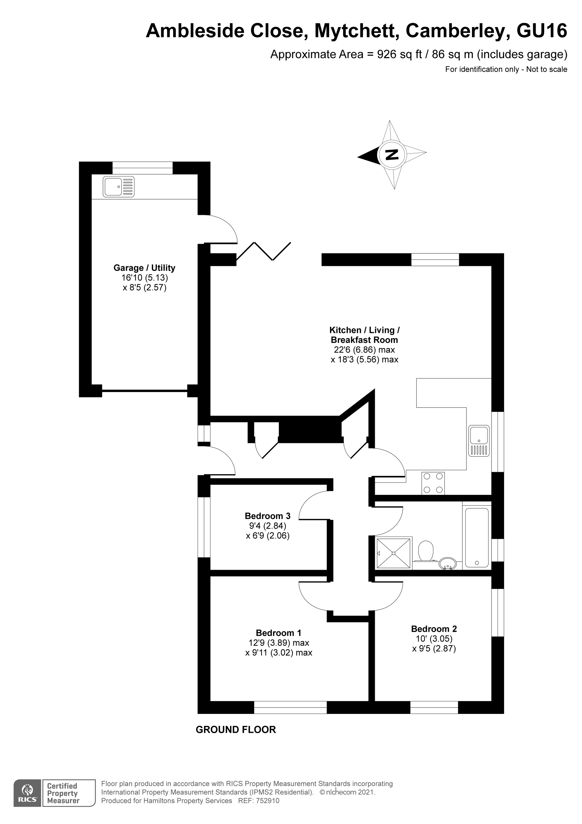 Ambleside Close, Mytchett, Camberley GU16, 3 bedroom detached bungalow