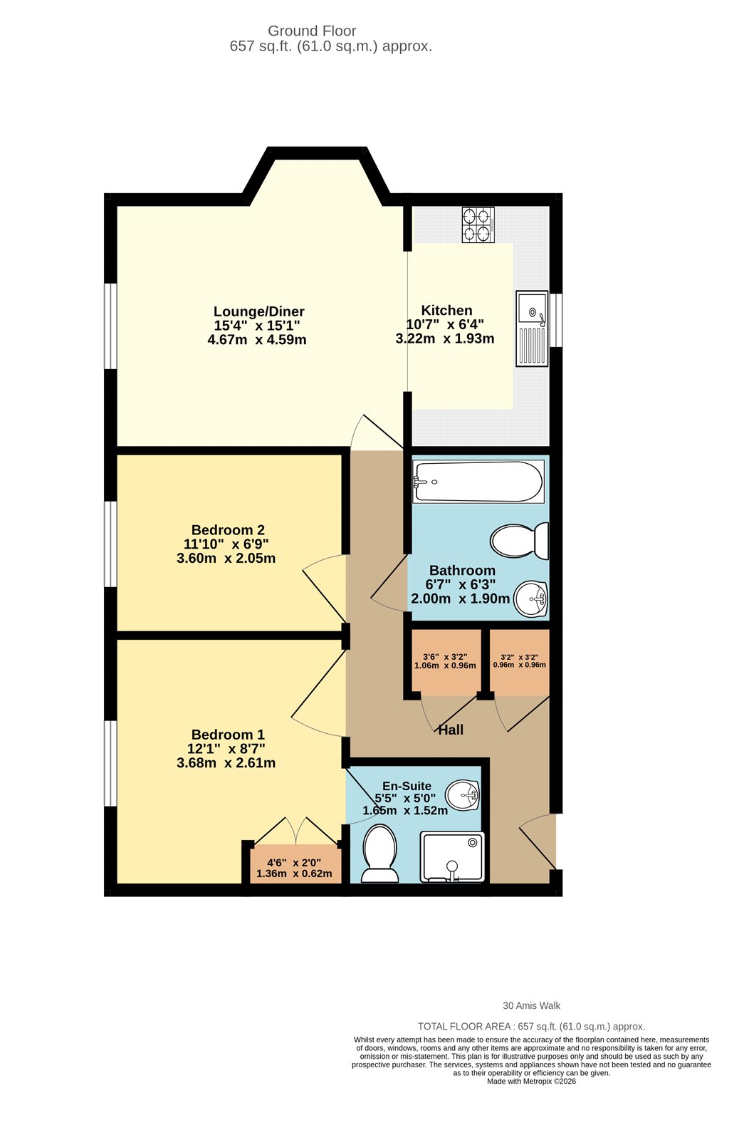 Flat 3, 30, Amis Walk, Bristol floorplan