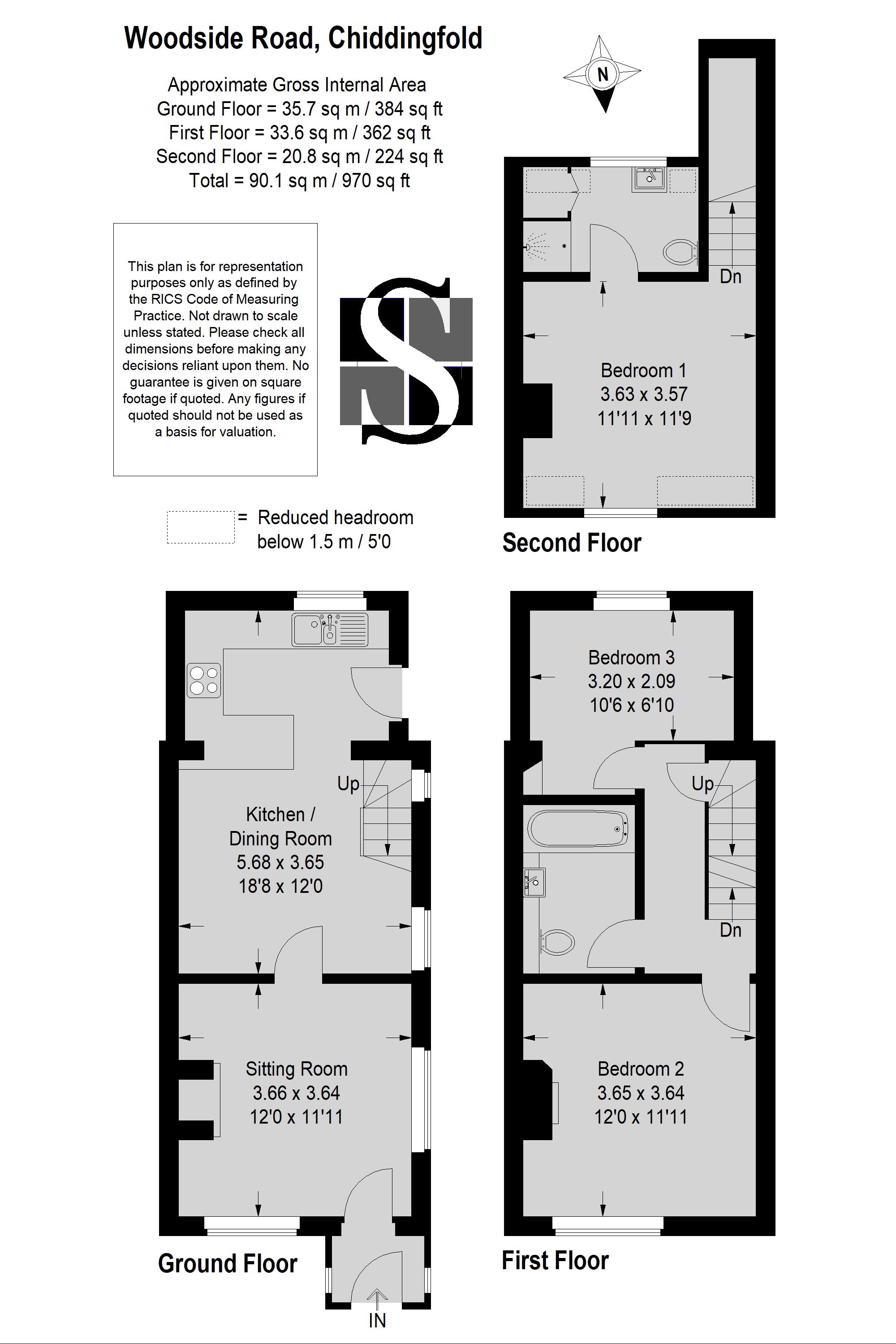 3 Bedrooms Terraced house for sale in Woodside Road, Chiddingfold, Godalming GU8