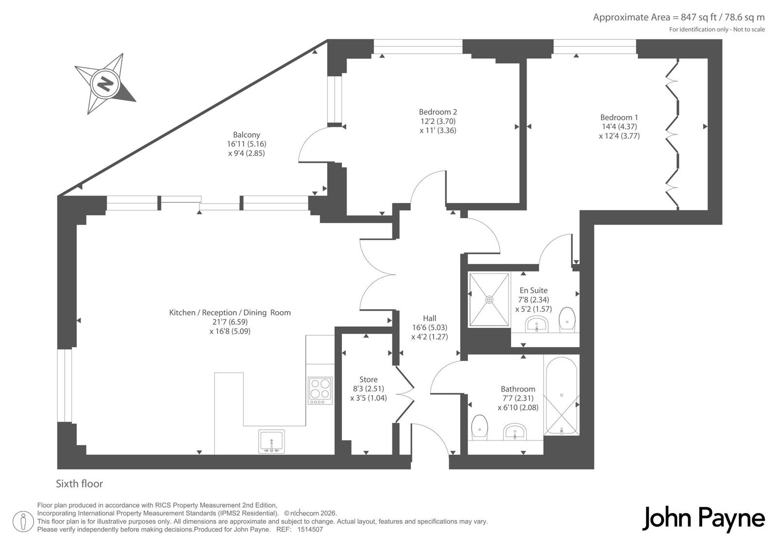 Flat 604, Valegro House, 114, Norman Road, London floorplan