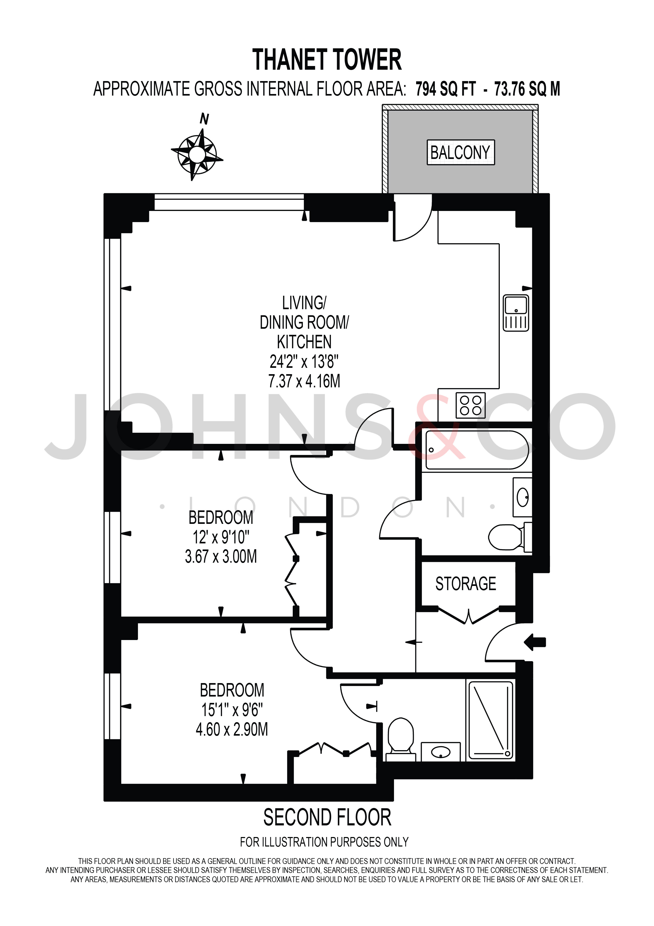 206 Thanet Tower 6, Caxton Street North, London floorplan
