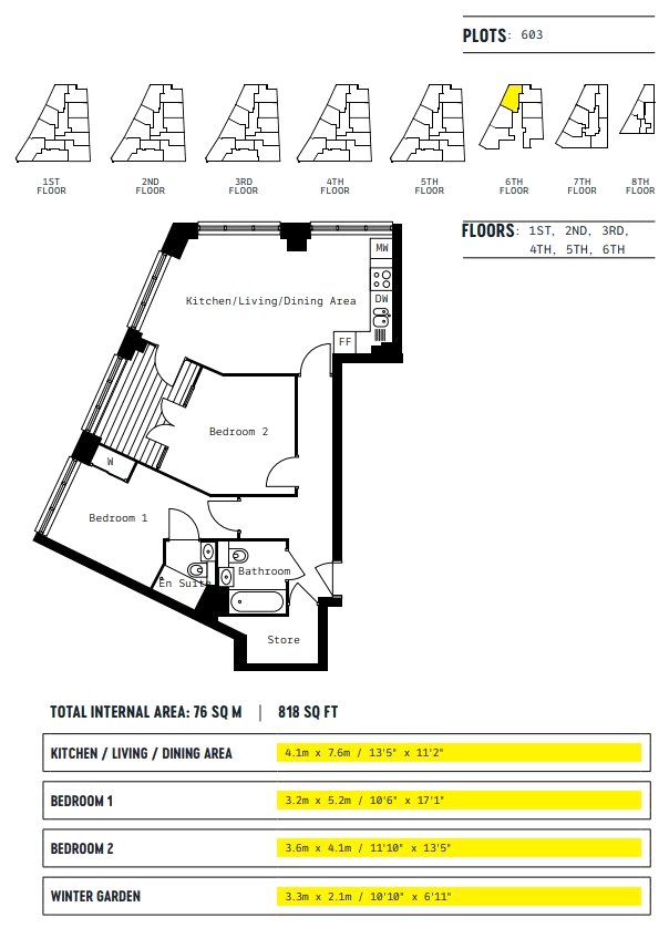 Flat 603, 6, Witan Street, London floorplan