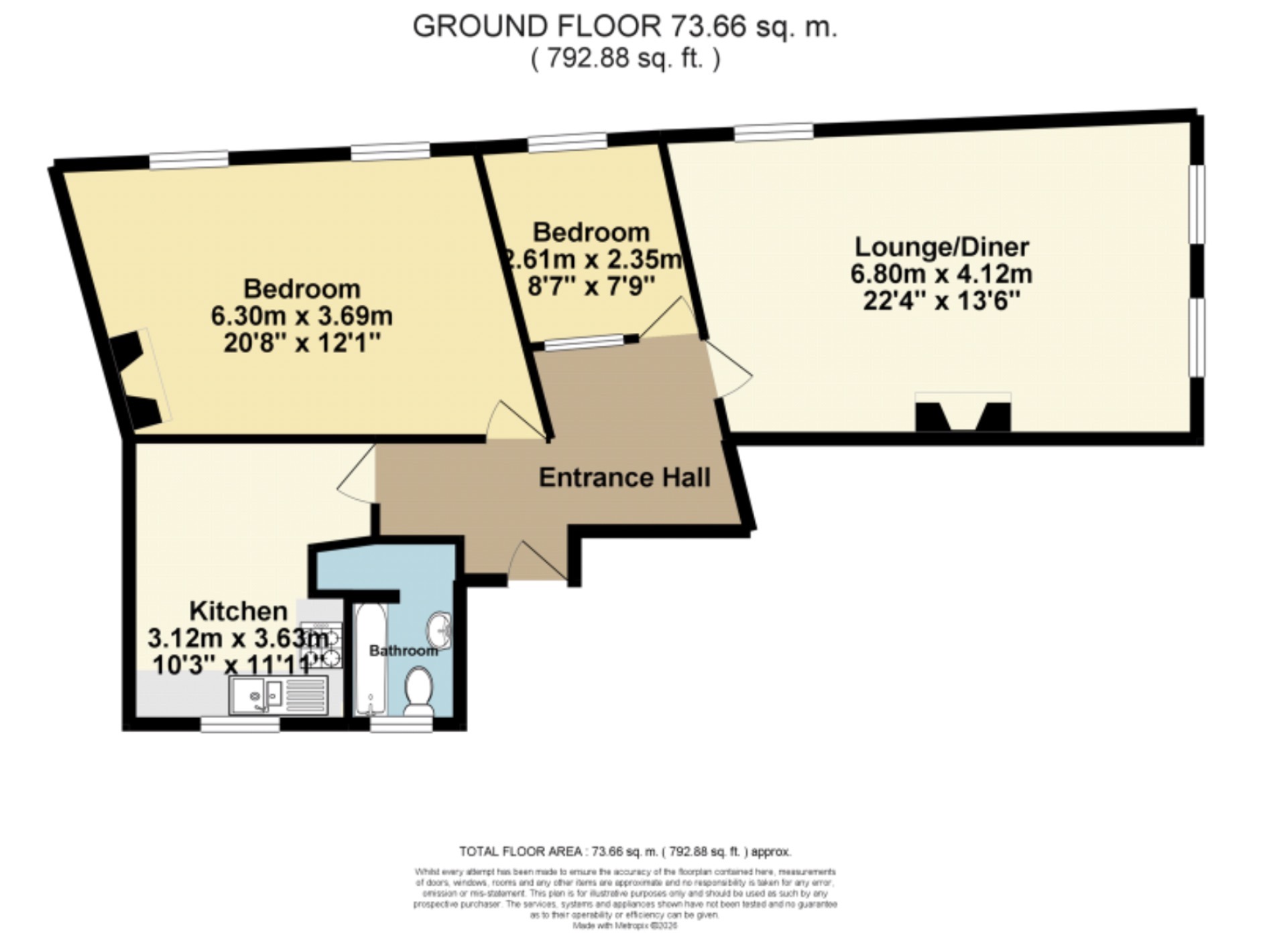 Royal York Mansions, Flat 2, The Parade, Margate floorplan