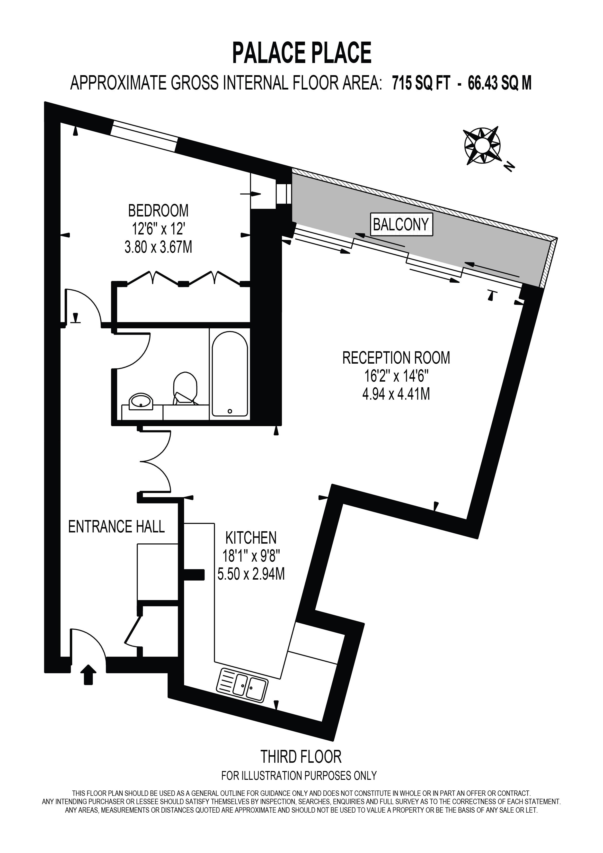 Apartment 307 1, Palace Place, London floorplan