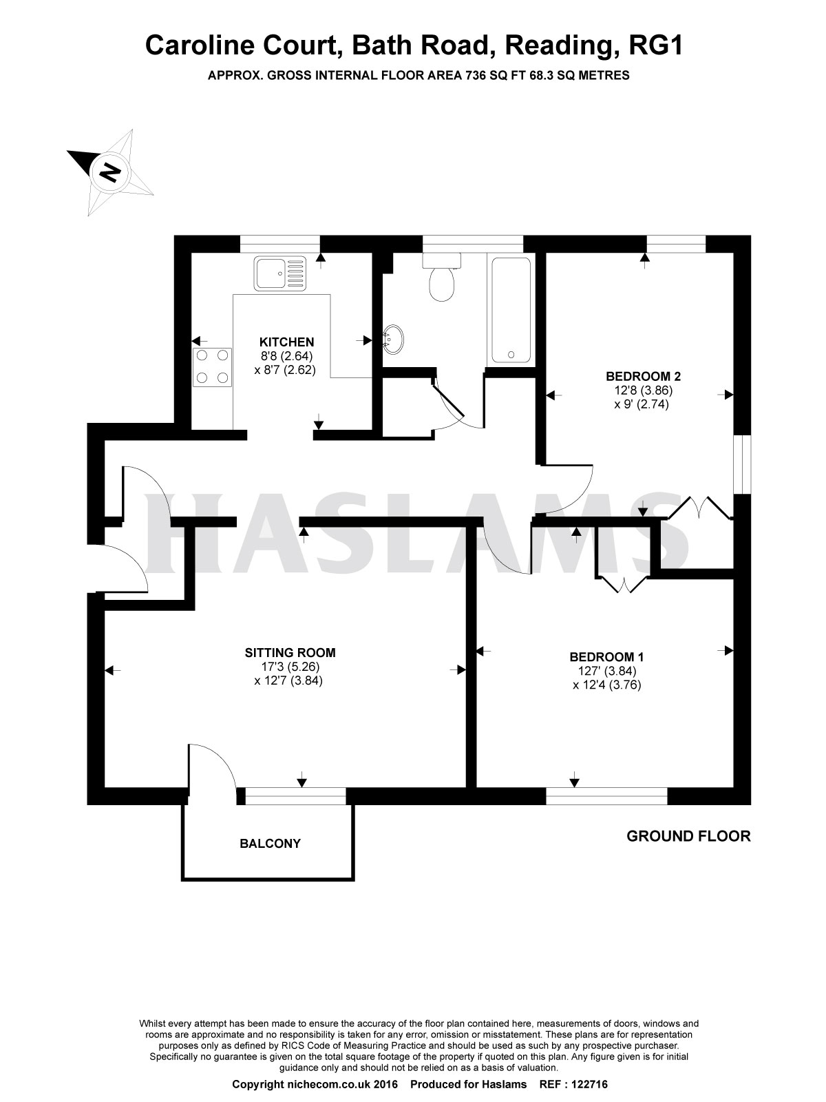 2 Bedrooms Flat for sale in Caroline Court, Bath Road, Reading RG1