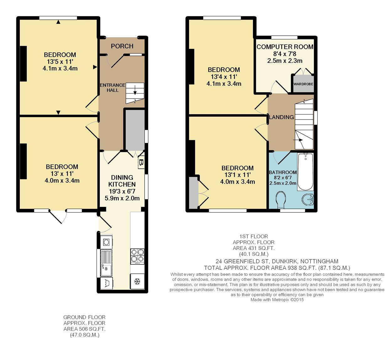 24, Greenfield Street GF Back Bedroom, Nottingham floorplan