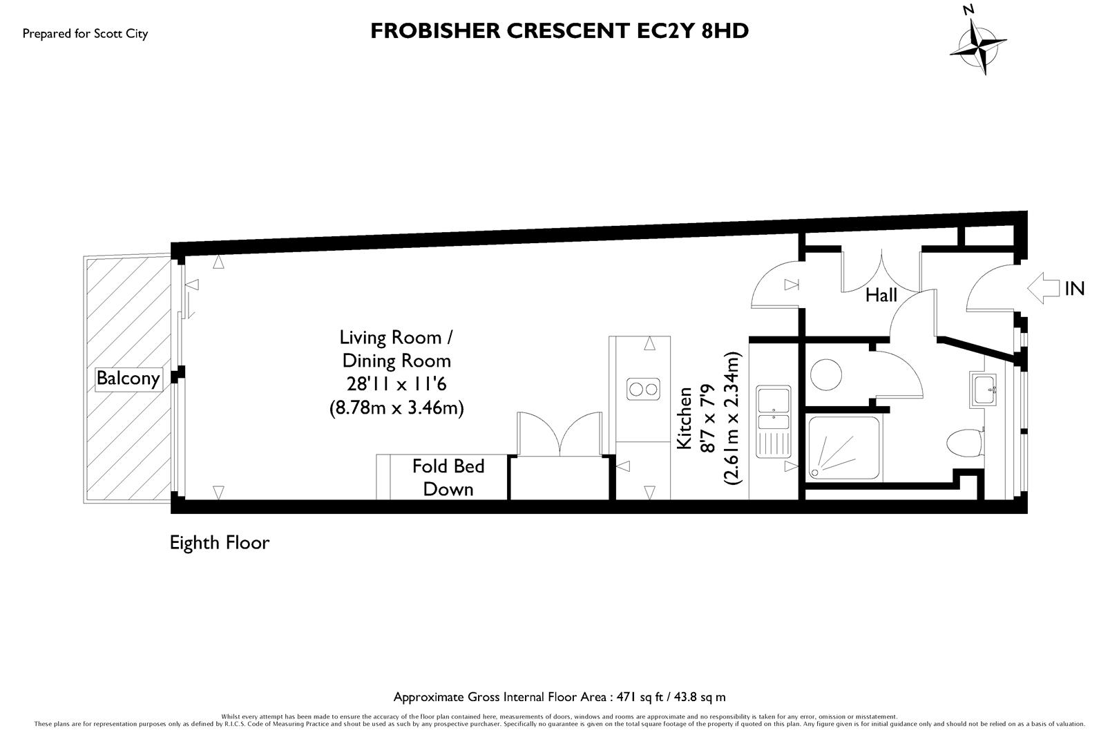 Frobisher Crescent, Barbican, London EC2Y, studio for sale 58490987