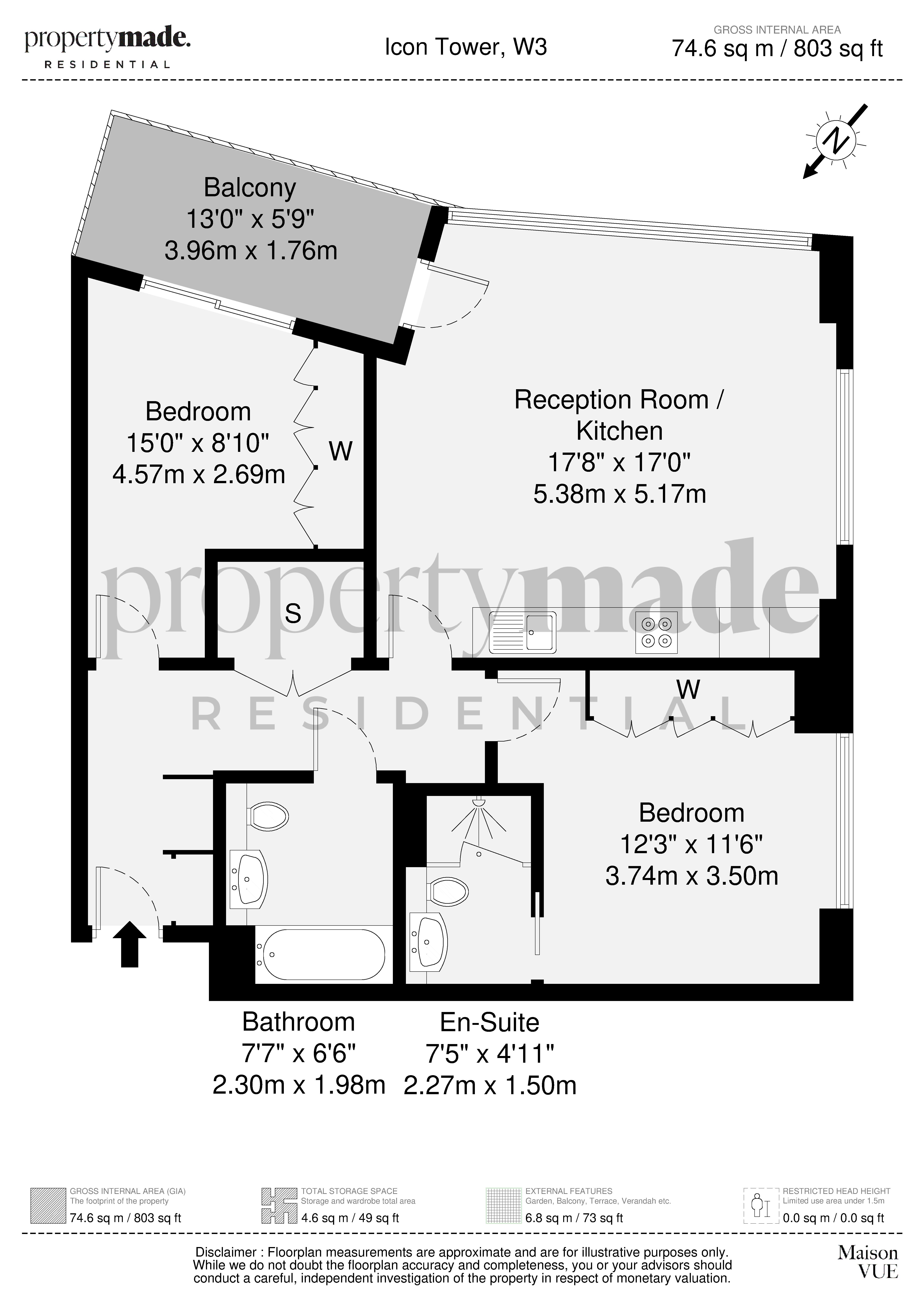 Flat 5305,, Icon Tower, London floorplan