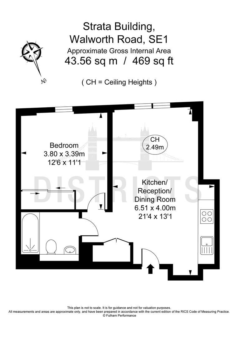 Apartment 3805, Strata Building, 8 Walworth Road, London floorplan