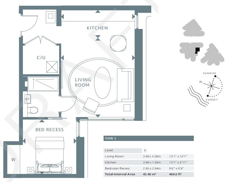 1 Bedrooms Flat to rent in The Corniche, Tower Two, 24 Albert Embankment, London SE1