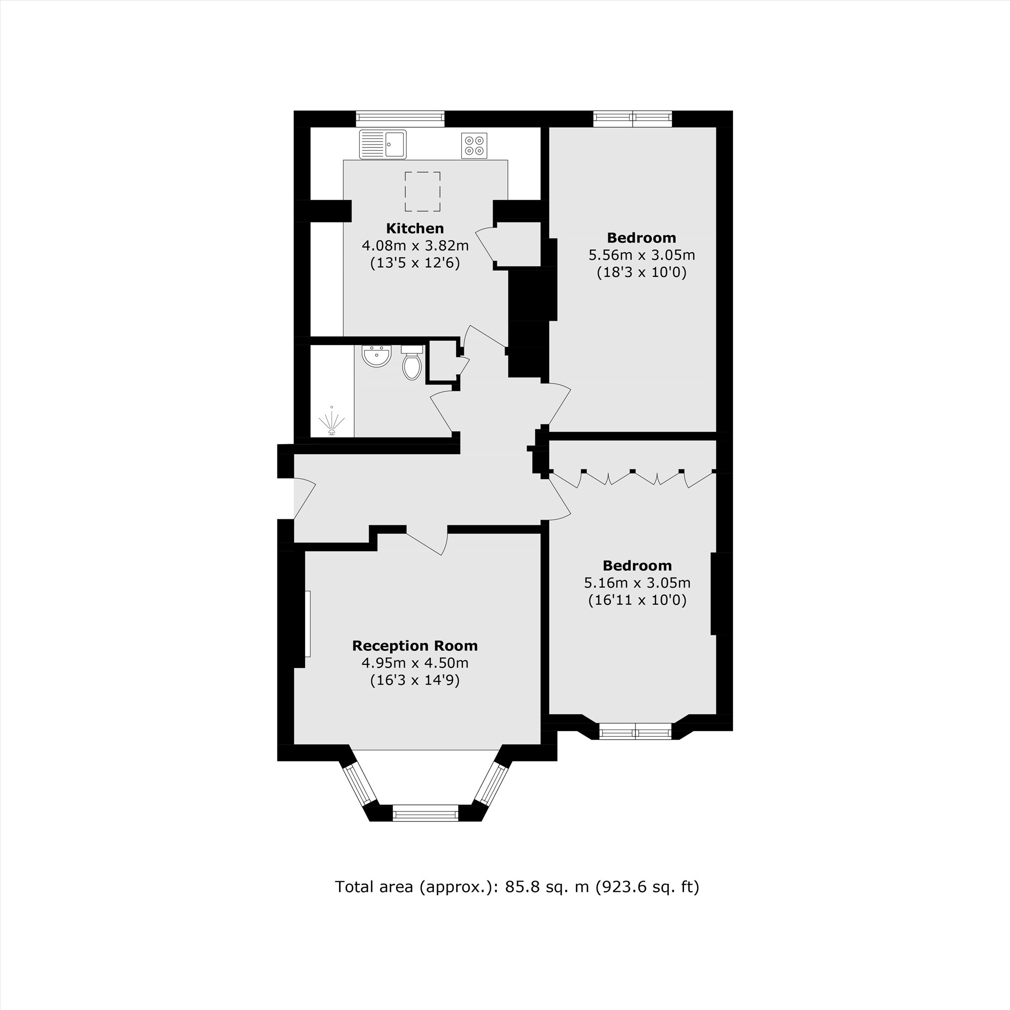 Flat 2, Warwick Lodge, Berrylands Road, Surbiton floorplan