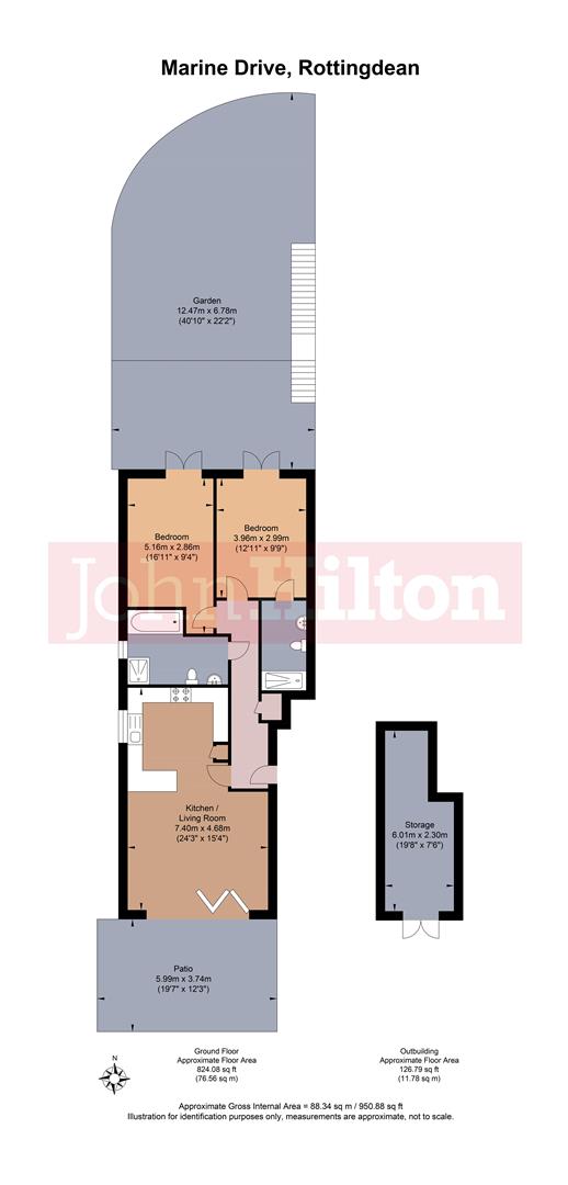 Marine Drive, Rottingdean, Brighton BN2, 2 bedroom flat for sale