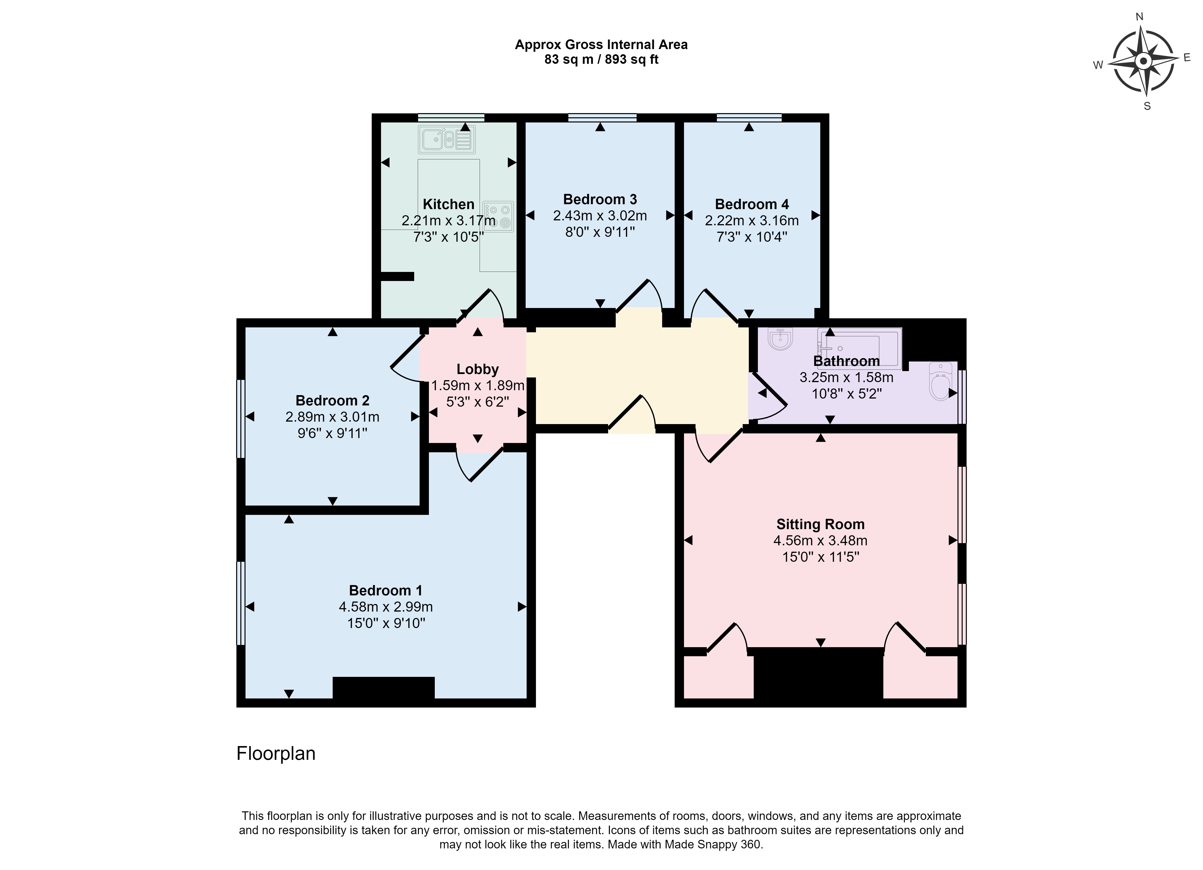 First Floor Flat, 1, St Marys Buildings, Bath floorplan