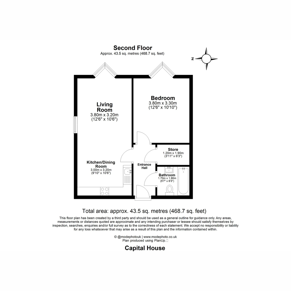 Flat 5 Capital House, 1, Larkshall Road, Chingford floorplan