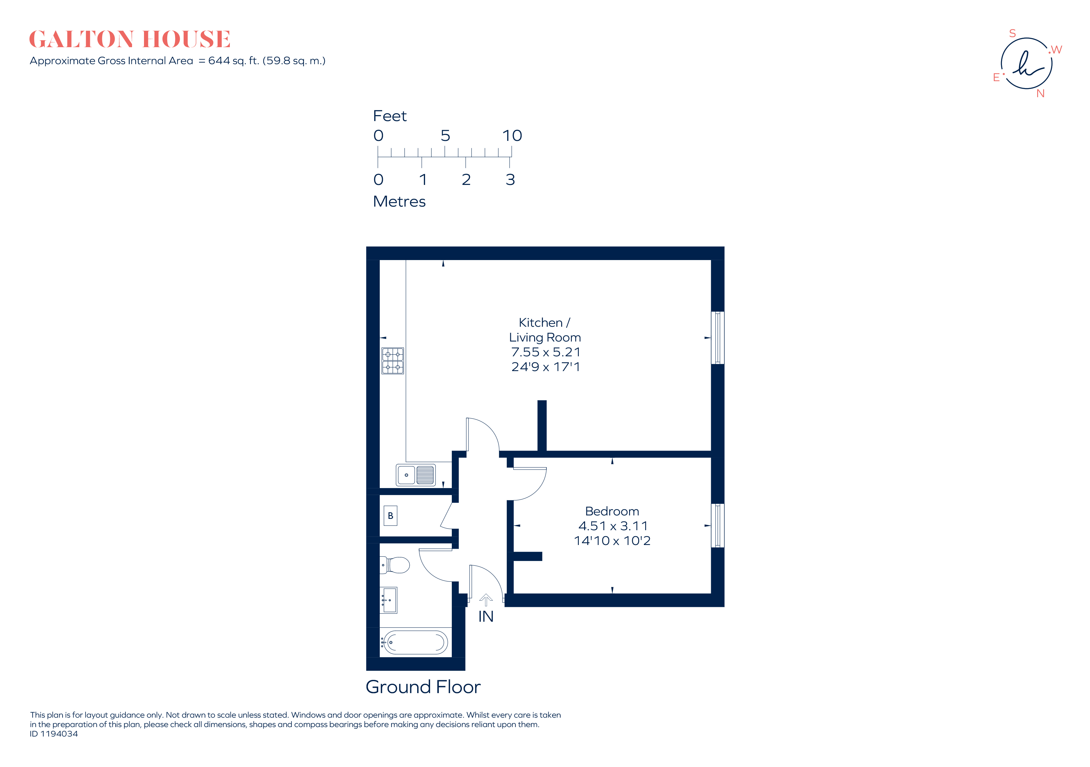 Flat 1, Galton House, 414, Shooters Hill Road, London floorplan