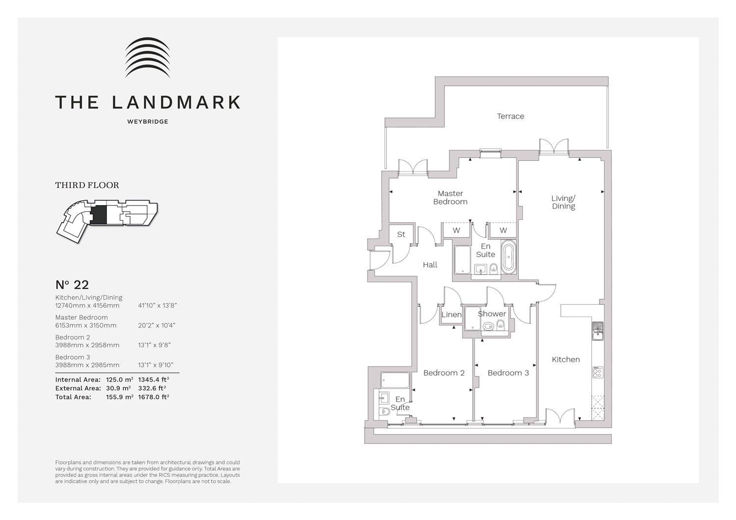 3 Bedrooms Flat for sale in The Landmark, 30 Queens Road, Weybridge KT13