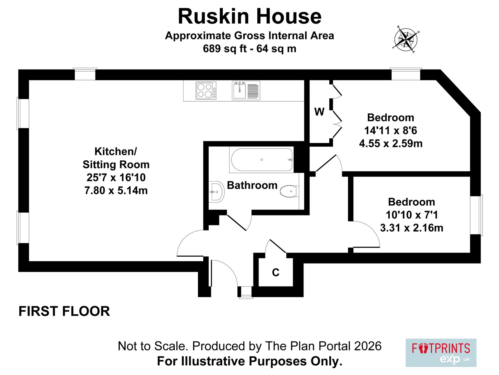 Ruskin House, 1,Flat 6, Kings Way, Folkestone floorplan