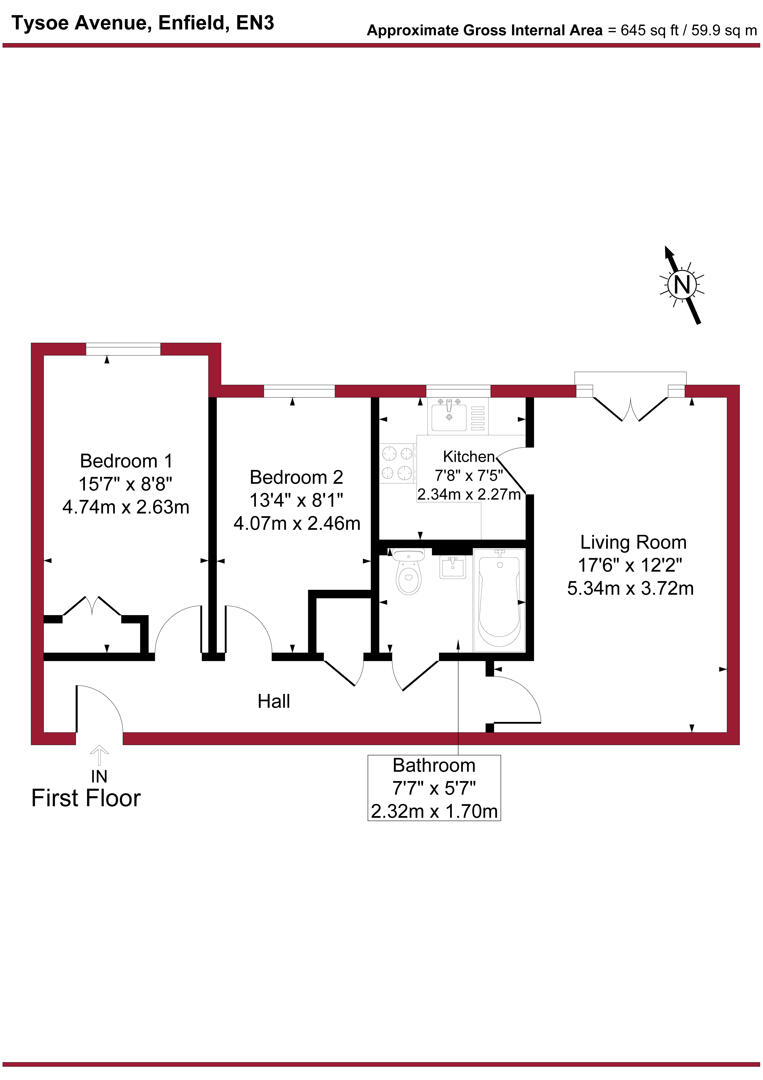 Flat 7 Perspective House, 80, Tysoe Avenue, Enfield floorplan