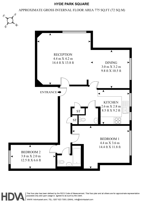 2/24, Hyde Park Square , London  floorplan