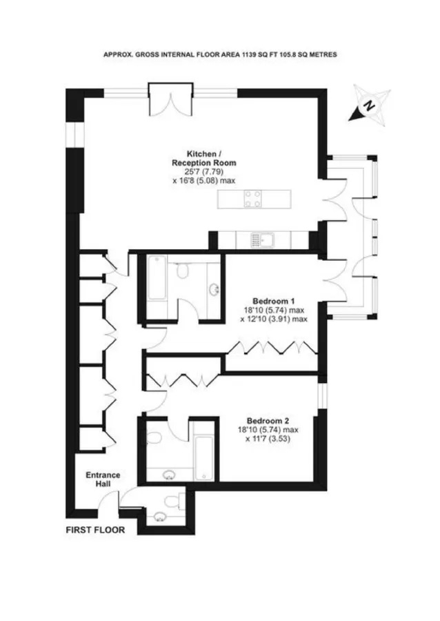 1d Atrium Apartments 131, Park Road, London floorplan