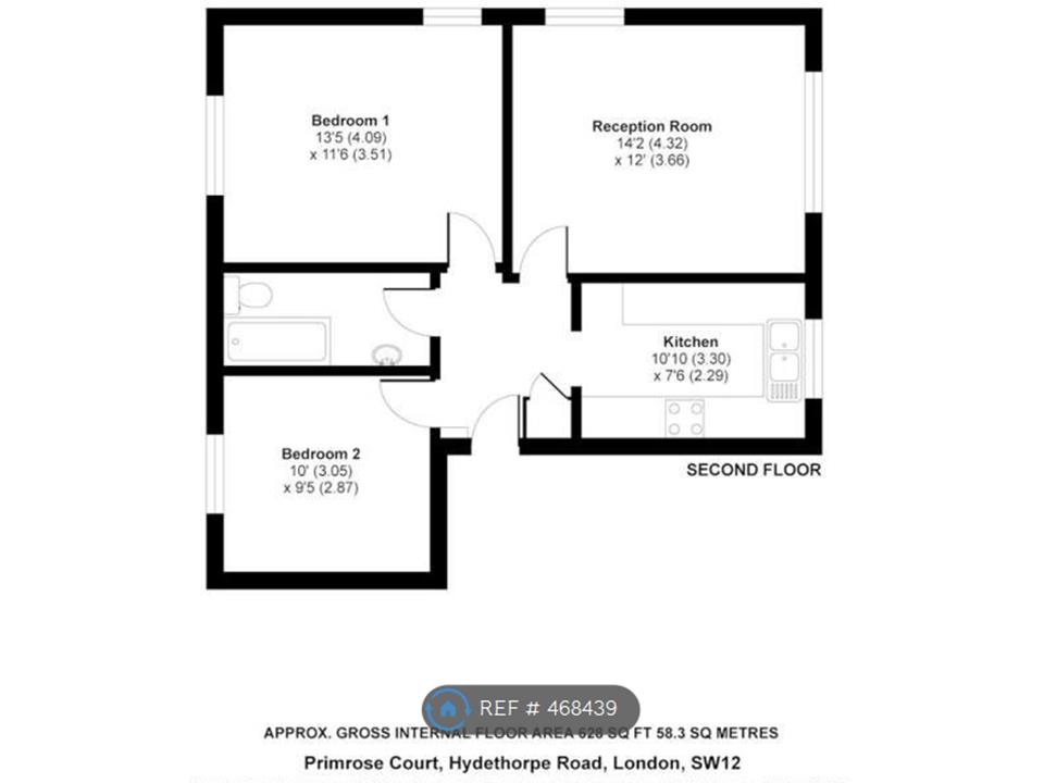 2 Bedrooms Flat to rent in Hydethorpe Road, London SW12